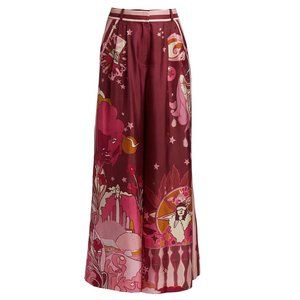 Zimmermann Burgundy and Pink Wide Leg Pants